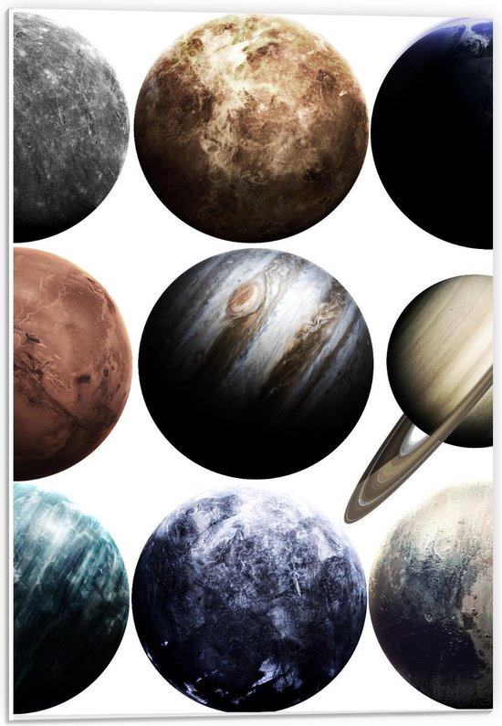 Forex - Verschillende Planeten - 40x60cm Foto op Forex