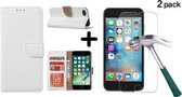Hoesje Geschikt voor iPhone SE 2022 / 7 / 8 hoesje wallet case Wit met 2 pack Screenprotector