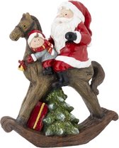Santa on rocking horse rood 20x9.5xH25 cm Resin