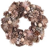 Krans pinecone glitter roze 34.5x34.5xH9 cm hout