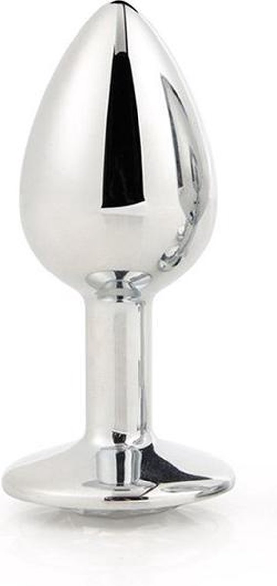 Dream Toys - Aluminium anaalplug met siersteen Medium Gleaming Love - Zilver