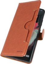 Wicked Narwal | Luxe Portemonnee Hoesje voor Samsung Samsung Galaxy S21 Ultra Bruin