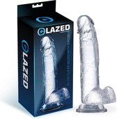 GLAZED - Realistic Dildo With Testicles Crystal Material 22 Cm