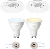 PHILIPS HUE - LED Spot Set GU10 - White Ambiance - Bluetooth - Primux Domy Pro - Inbouw Rond - Mat Wit - Verdiept - Kantelbaar - Ø105mm