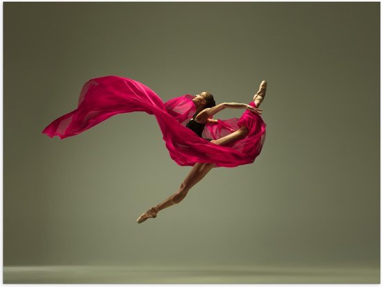 Poster – Dansende Ballerina in Roze Kleed - 40x30cm Foto op Posterpapier