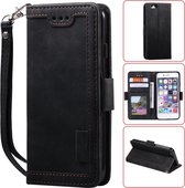 Voor iPhone SE 2020/8/7 Retro Splicing Horizontaal Flip Leren Case met Kaartsleuven & Houder & Portemonnee (Zwart)