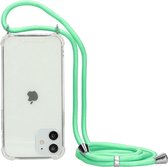 Apple iPhone 12 Pro Hoesje - Mobiparts - Lanyard Serie - TPU Hoesje met koord - Transparant / Groen - Hoesje Geschikt Voor Apple iPhone 12 Pro
