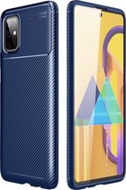 Mobigear Hoesje geschikt voor Samsung Galaxy M51 Telefoonhoesje Flexibel TPU | Mobigear Racing Backcover | Galaxy M51 Case | Back Cover - Blauw