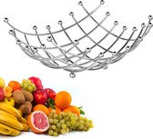 Decopatent® Design Fruitschaal Vierkant - Schaal voor fruit - Design Fruitmand - Metaal - Afm: 31 x 31 x 14 Cm - Zilver