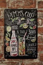 Pimms cup - Metalen bordje - Metalen borden - metal sign - Cocktails - Cave & Garden - Café - Bar - Cadeau - Mancave - She-Shed - ECO Vriendelijk - UV bestendigt - 20 x 30cm - Wand