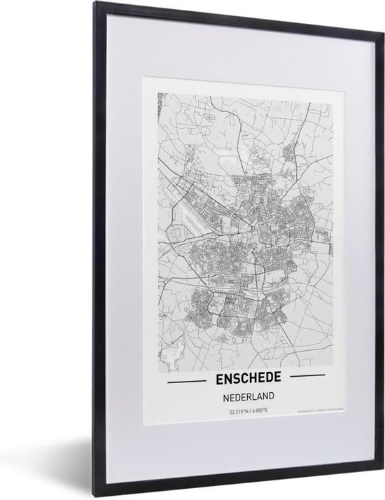 Fotolijst incl. Poster - Stadskaart Enschede - 40x60 cm - Posterlijst |  bol.com