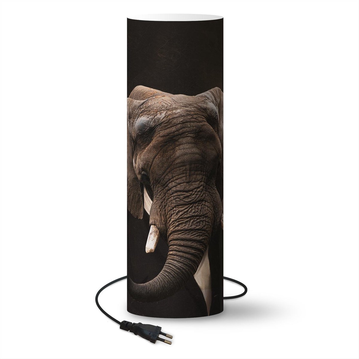 Lamp - Nachtlampje - Tafellamp slaapkamer - Portret - Olifant - Kunst - 70 cm hoog - Ø22.3 cm - Inclusief LED lamp