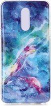 Voor LG Stylo 5 gekleurd tekenpatroon IMD-afwerking Soft TPU beschermhoes (blauwe lucht)