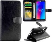 Voor LG W30 Crazy Horse Texture Leather Horizontale Flip Beschermhoes met houder & kaartsleuven & portemonnee & fotolijst (zwart)