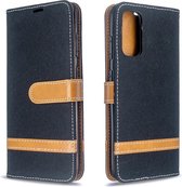 Voor Galaxy S20 kleurafhankelijke denim textuur horizontale flip pu lederen tas met houder & kaartsleuven & portemonnee & lanyard (zwart)