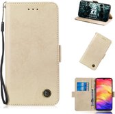 Multifunctionele horizontale flip retro lederen tas met kaartsleuf en houder voor Xiaomi Redmi Note 7 (goud)