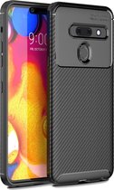 Carbon Fiber Texture Shockproof TPU Case voor LG G8 ThinQ (Zwart)