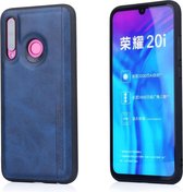 Voor Huawei P Smart + (2019) Diaobaolee schokbestendige PU + TPU beschermhoes (blauw)