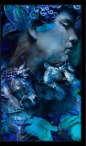 Schilderij - de vrouw - blauw - Collectie Fashionista - Fine Art Plexiglas Glanzend - limited edition - 70x118cm