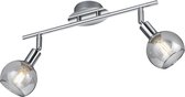 LED Plafondspot - Iona Brista - E14 Fitting - 2-lichts - Rond - Glans Chroom - Aluminium