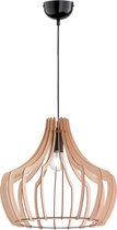 LED Hanglamp - Iona Wody - E27 Fitting - Rond/Ovaal - Mat Lichtbruin Hout