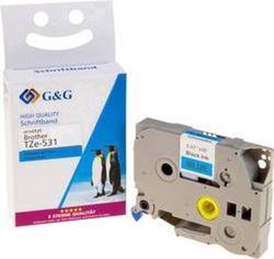 Labeltape G&G 14956 Compatibel vervangt Brother TZe-531 Tapekleur: Blauw Tekstkleur: Zwart 12 mm 8 m - G&G
