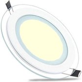 LED Downlight Slim - Inbouw Rond 6W - Warm Wit 3000K - Mat Wit Glas - Ø96mm