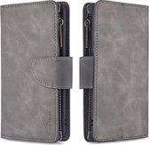 Voor Samsung Galaxy A01 Skin Feel Afneembare magnetische ritssluiting Horizontale flip PU lederen tas met multi-kaartsleuven & houder & portemonnee & fotolijst & lanyard (grijs)