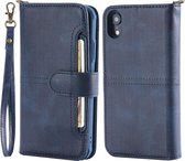 Voor iPhone XR multifunctionele afneembare magnetische horizontale flip lederen tas met kaartsleuven en houder en portemonnee en fotolijst (blauw)