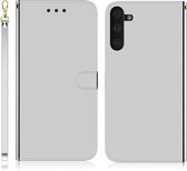 Voor Galaxy Note 10 geÃ¯miteerd spiegelend oppervlak horizontaal flip lederen tas met houder & kaartsleuven & portemonnee & lanyard (zilver)