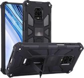 Voor Xiaomi Redmi Note 9s / Note 9 Pro schokbestendige TPU + PC magnetische beschermhoes met houder (zwart)