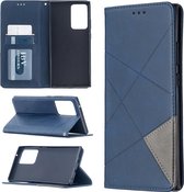 Voor Samsung Galaxy Note 20 Ultra Rhombus Texture Horizontale Flip Magnetische Leren Case met Houder & Kaartsleuven & Portemonnee (Blauw)