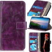 Voor OnePlus 8 Pro Retro Crazy Horse Texture Horizontaal Flip Leren Case met Houder & Kaartsleuven & Fotolijst & Portemonnee (Paars)