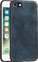 Voor iPhone 7/8 Crazy Horse Textured kalfsleer PU + PC + TPU Case (blauw)