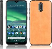 Voor Nokia 2.3 schokbestendig naaien koe patroon Skin PC + PU + TPU Case (oranje)