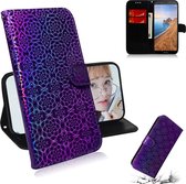 Voor xiaomi redmi 7a effen kleur kleurrijke magnetische gesp horizontale flip pu lederen case met houder & kaartsleuven & portemonnee & lanyard (paars)