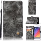Voor xiaomi mi 5s retro koperen knop gek paard horizontale flip pu lederen tas met houder & kaartsleuven & portemonnee & lanyard (grijs)
