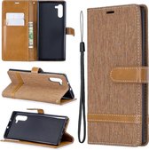 Kleuraanpassing Denim Texture Horizontale Flip Leather Case met houder & kaartsleuven & portemonnee & lanyard voor Galaxy Note10 (bruin)