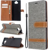 Voor Sony Xperia 20 Kleuraanpassing Denim Textuur Horizontaal Flip PU-lederen tas met houder en kaartsleuven & portemonnee en draagkoord (grijs)