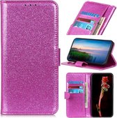 Glitterpoeder Waterdichte horizontale flip lederen tas voor Xiaomi Mi CC9e / Mi A3, met houder en kaartsleuven en portemonnee (paars)