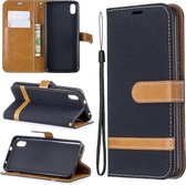 Kleuraanpassing Denim Texture Horizontale Flip Leather Case met houder & kaartsleuven & portemonnee & lanyard voor Xiaomi Redmi 7A (zwart)