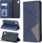 Ruit textuur horizontale flip magnetische lederen tas met houder en kaartsleuven voor xiaomi redmi 7a (blauw)