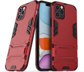 Voor iPhone 12 Max / 12 Pro PC + TPU schokbestendige beschermhoes met onzichtbare houder (rood)