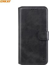 Voor Samsung Galaxy A21 ENKAY Hat-Prince horizontale flip lederen tas met houder & kaartsleuven en portemonnee (zwart)