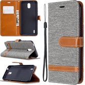 Voor Nokia 1.3 Denim Texture Horizontaal Leren Flip Case met Houder & Kaartsleuven & Portemonnee & Lanyard (Grijs)