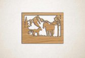 Wanddecoratie - Wandpaneel paard met veulen - XS - 22x30cm - Eiken - muurdecoratie - Line Art