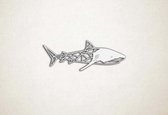 Wanddecoratie - Zwemmende haai - S - 22x60cm - Wit - muurdecoratie - Line Art