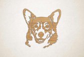 Wanddecoratie - Hond - Corgi 3 - XS - 27x25cm - Eiken - muurdecoratie - Line Art