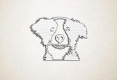 Wanddecoratie - Border Collie puppy - S - 45x60cm - EssenhoutWit - muurdecoratie - Line Art
