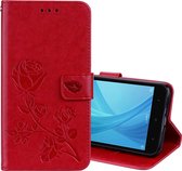 Voor Geschikt voor Xiaomi Redmi Note 5A Pro / Prime Roses Pressed Flowers Pattern Flip Leather Case met houder & kaartsleuven & portemonnee (rood)